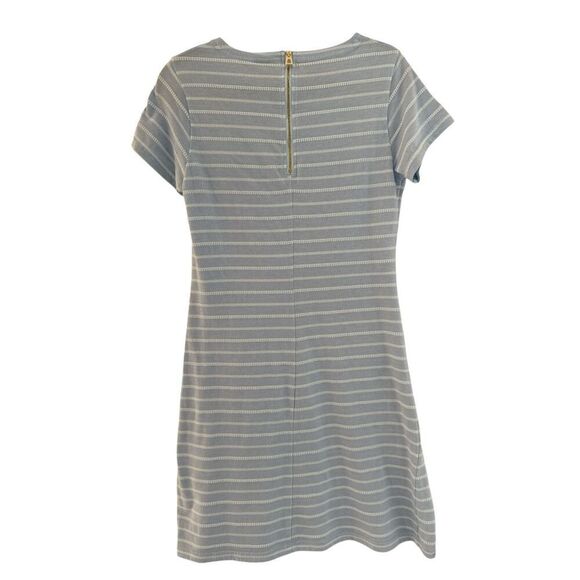 Sail To Sable Women's Short Sleeve Striped Crew Neck Mini Dress Blue Medium NWOT - Picture 4 of 7